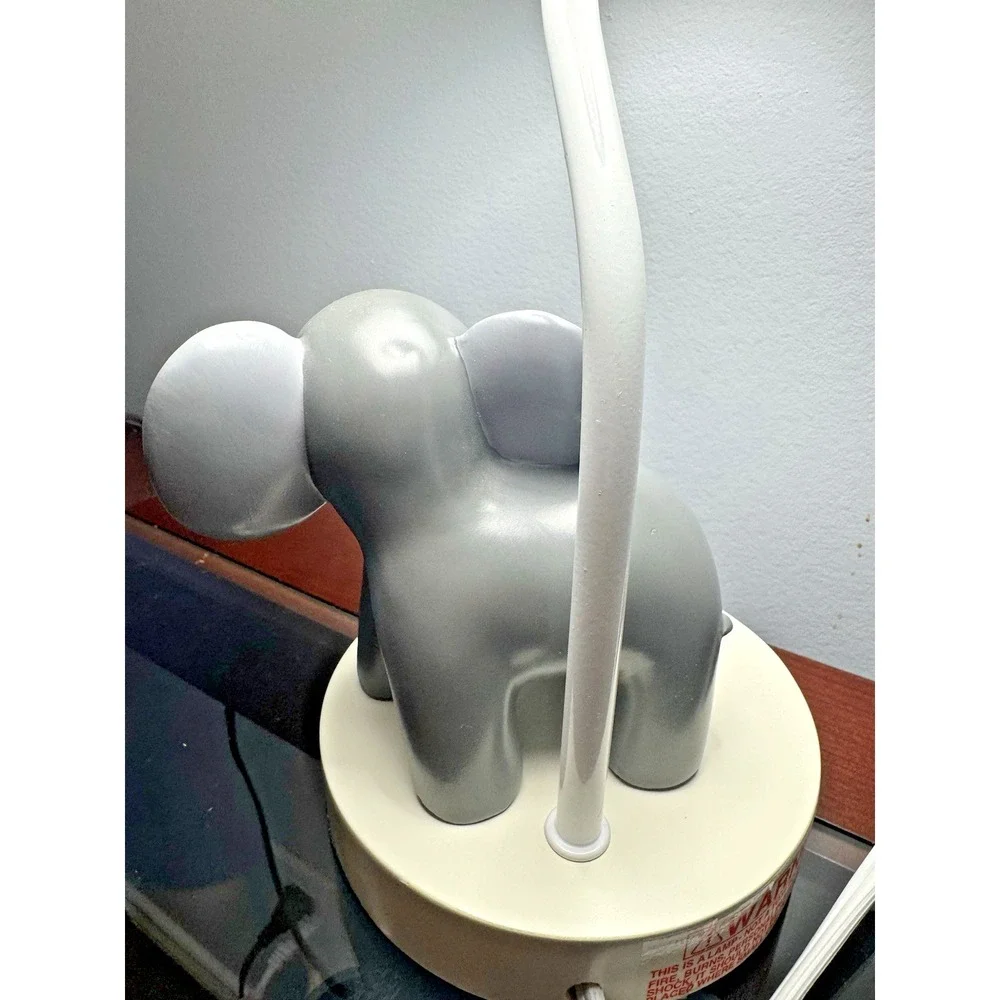 Elephant Nursery Table Lamp Lambs & Ivy Mother Baby Gray White w/ Shade
